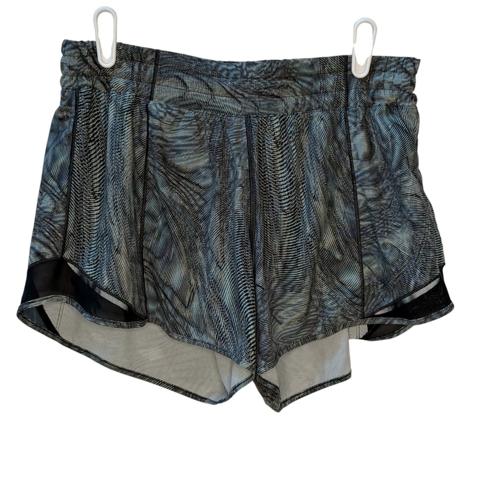 Lululemon Hotty Hot High-Rise Lined Shorts 4" Circuit Mesh Multi Blue Black 10